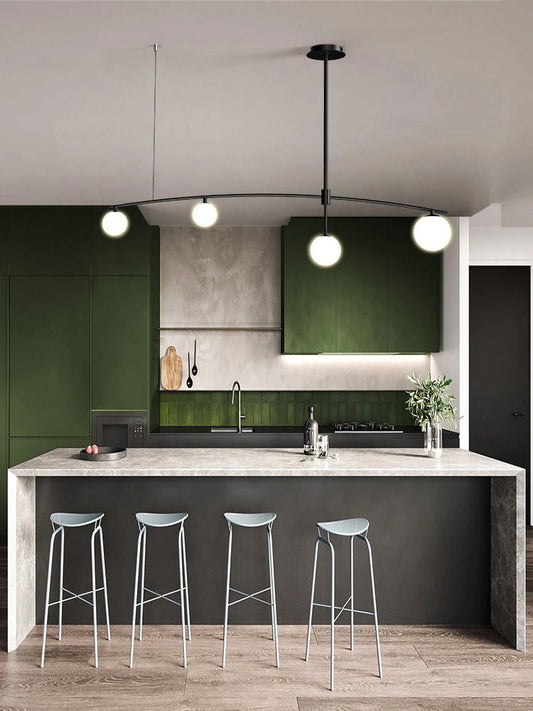 Black Modern Chandelier With Frosted Globes - 1LCH3