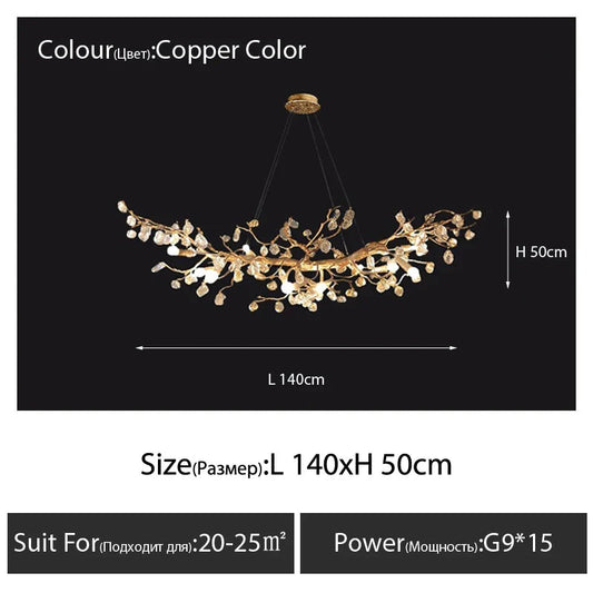 Glass Crystal LED Branches Chandelier Pendant Light - Handmade Kapok Flower Decoration