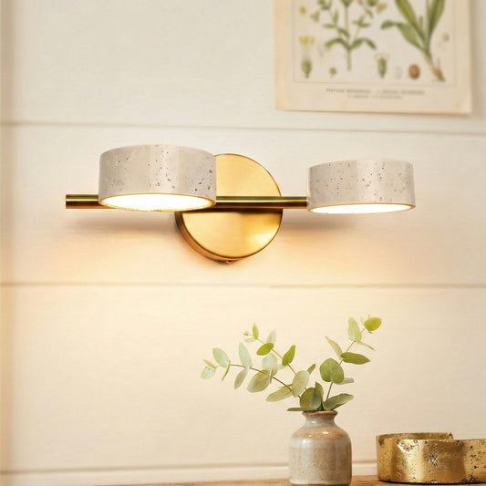 Bronte Farmhouse Rotatable 2/3-Light Travertine LED Bathroom Vanity Wall Sconce