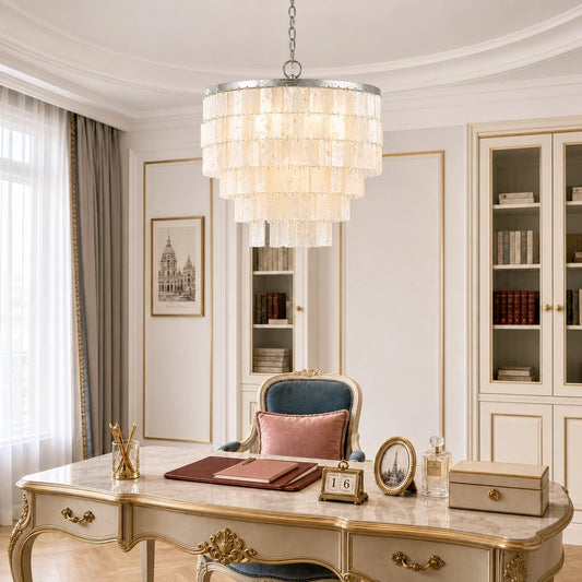 Zalwen Modern Layered Oblong Capiz Shell Pendant Light