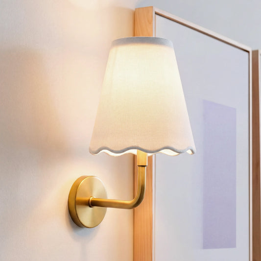 Neptune Rechargeable Scalloped-shape Linen Wall Sconce