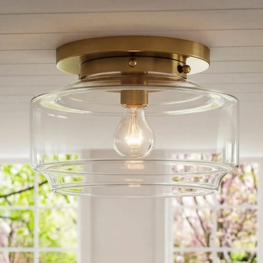Lena Modern Brass Clear Glass Flush Mount Ceiling Light