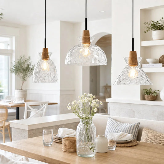 Melis Modern Farmhouse Hammered Glass Pendant Light