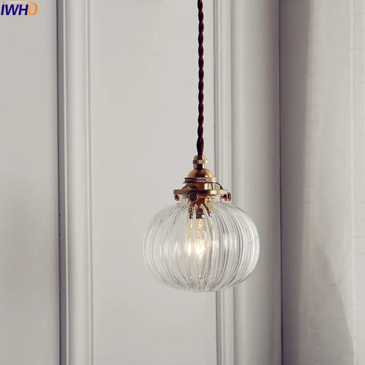 Nordic Glass Ball Pendant Light Dinning Living Room Vintage Hanging Lamp