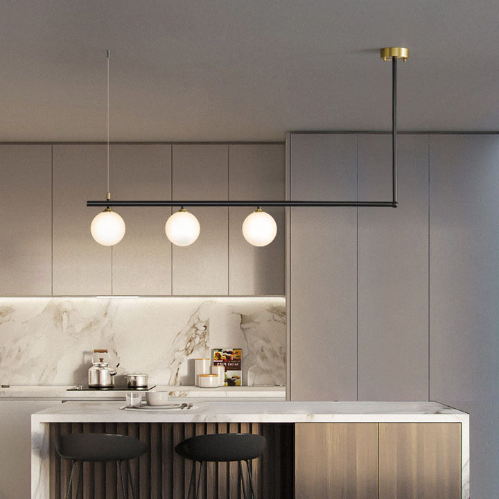 Brass Chandelier With White Frosted Globes - 1CH1