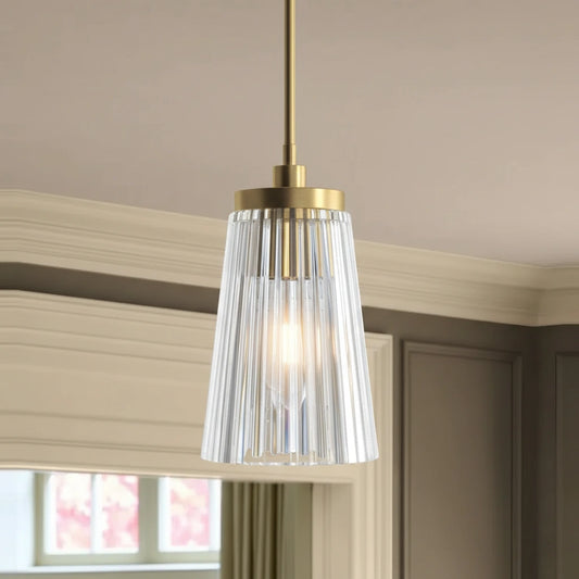 Hypnos Industrial Clear Ribbed Glass Pendant Light