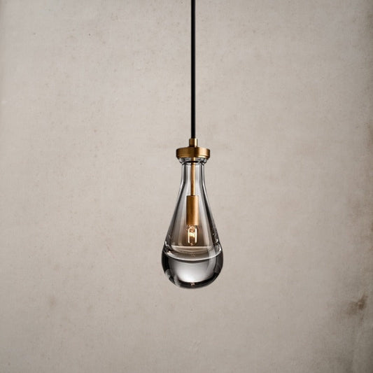 Copper Glass Water Drop Shape Pendant Light
