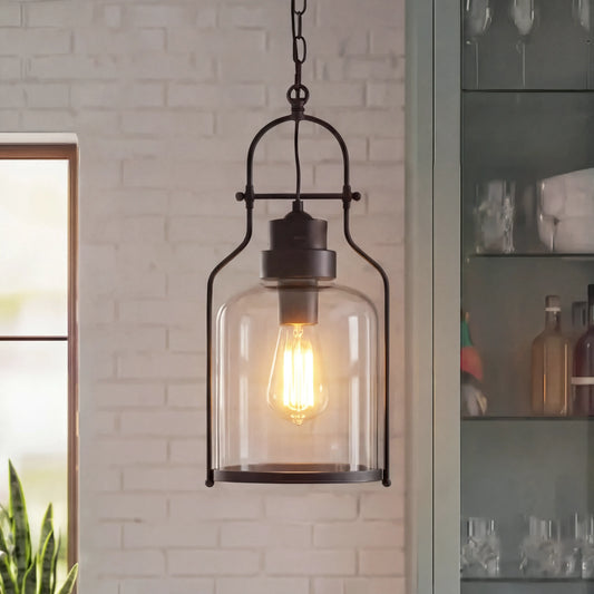 Rustic Farmhouse Industrial Glass Shade Hanging Pendant Light