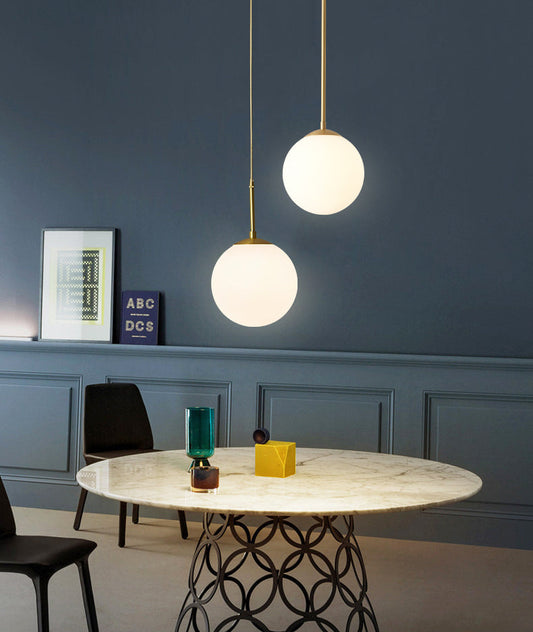 White Frosted Glass Brass Pendant Light - 202GPL