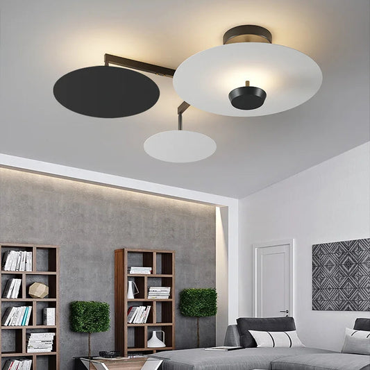 Black Gold Round Chandelier with Remote Control Dimming Ceiling Lights