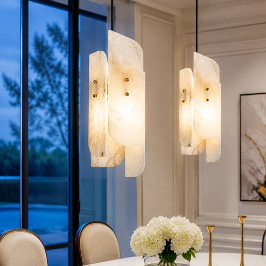 Aarre Modern Stone Cylinder Alabaster Pendant Light