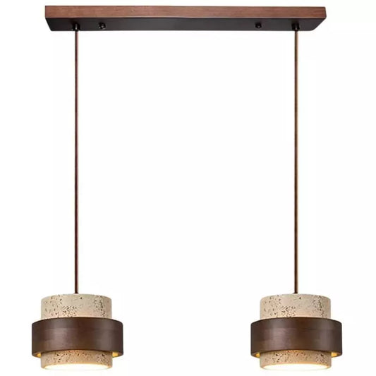Aksel Vintage Cylindrical Travertine Pendant Light