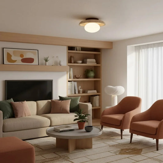 Alaey Modern Travertine Glass Round Dome Ceiling Light