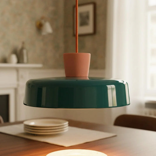 Alden Vintage Metal Ceramic Dome Pendant Light