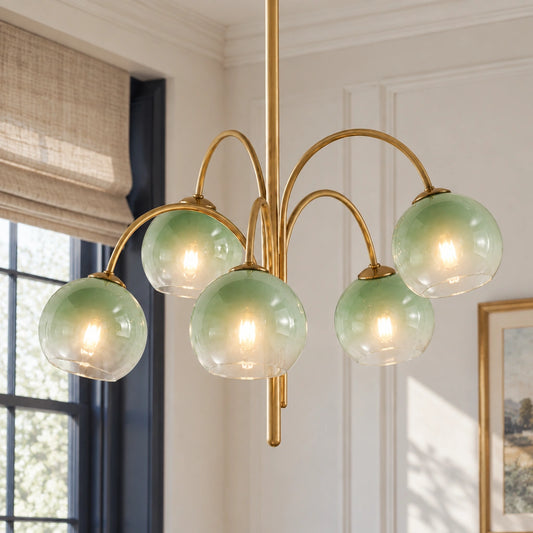 Alistair Modern Green Glass Globe Chandelier, hero hero
