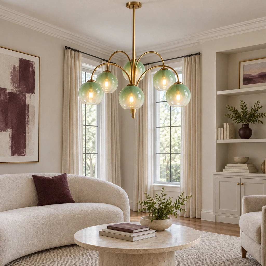 Alistair Modern Green Glass Globe Chandelier, medium medium 2