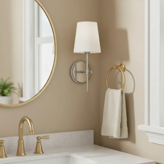 Amberly Minimalist Fabric Metal 1-light Wall Sconce