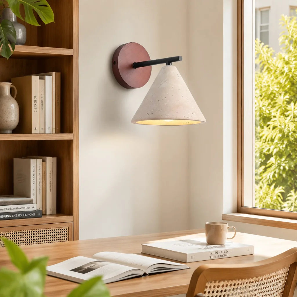 Amelie Minimalist Travertine Cone Wall Sconce1.webp__PID:1c81d794-92c2-42a6-bdae-15a1bd1e8a63