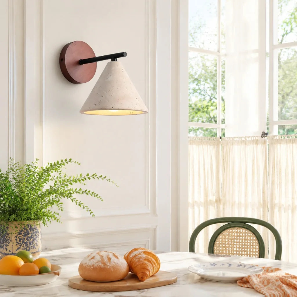 Amelie Minimalist Travertine Cone Wall Sconce2.webp__PID:d79492c2-12a6-4dae-95a1-bd1e8a637bda