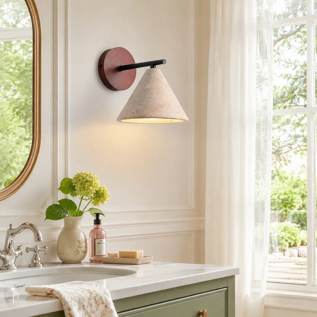 Amelie Minimalist Travertine Cone Wall Sconce4.webp__PID:12a6bdae-15a1-4d1e-8a63-7bdae14430cf