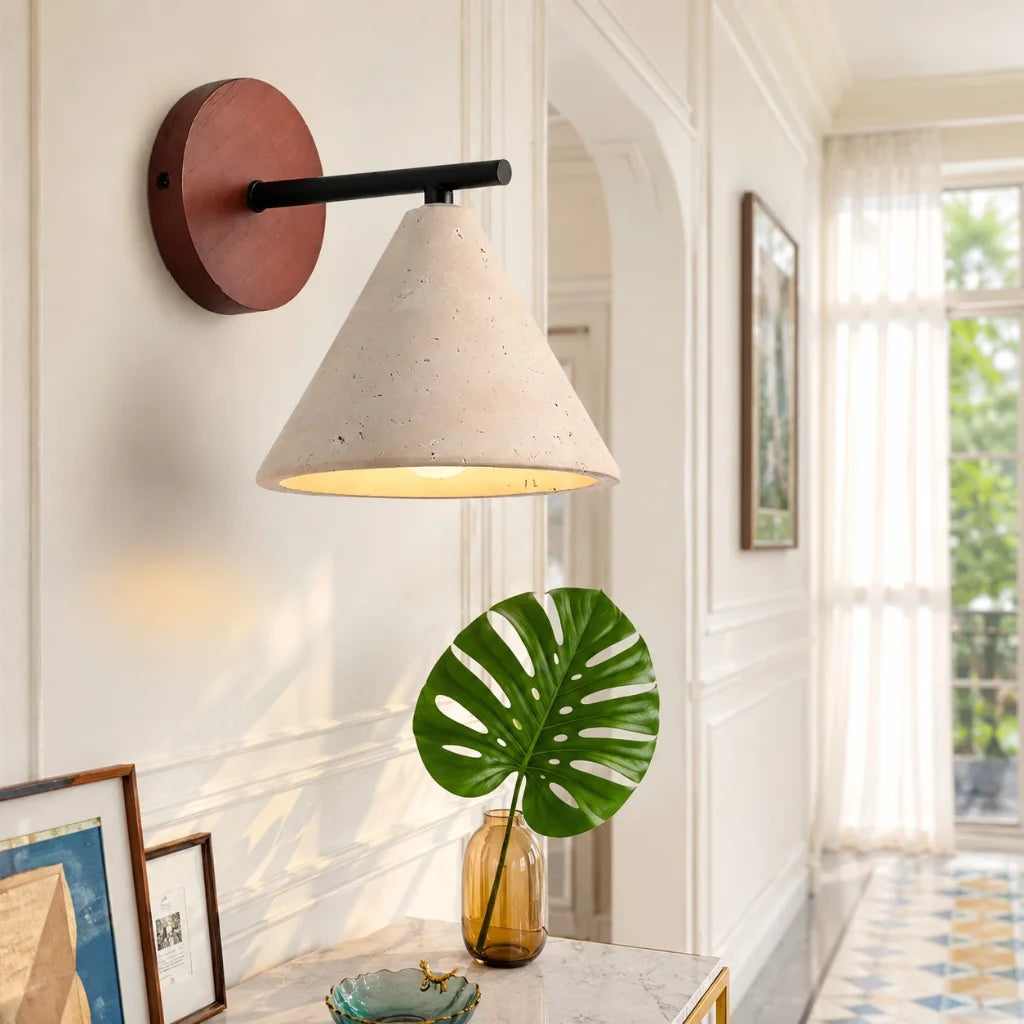 Amelie Minimalist Travertine Cone Wall Sconce5.webp__PID:bdae15a1-bd1e-4a63-bbda-e14430cf3a1f