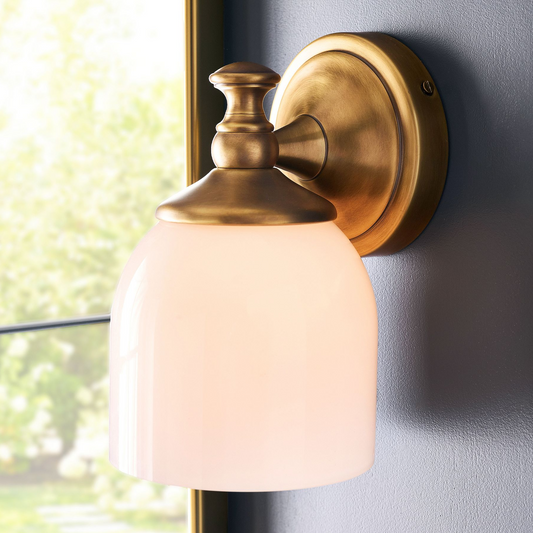 Antique Brass Milk Glass Wall Sconce