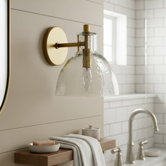 Antique Brass Recycled Glass Wall Sconce Indoor for Bathroom