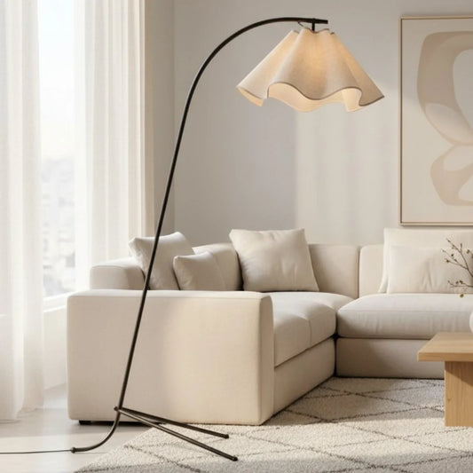 Antoine Modern Pleated Linen Fabric Floor Light