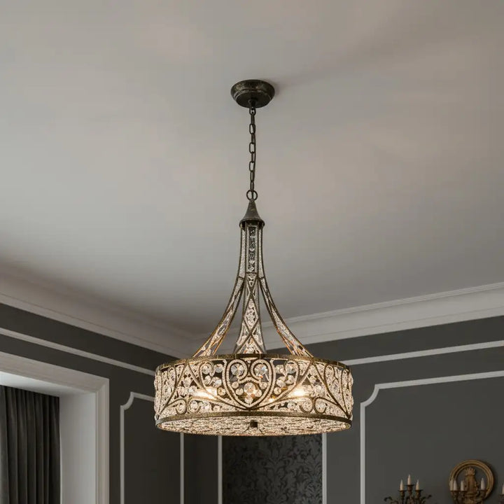 Orelia Luxury 6-Light Crystal Drum Chandelier