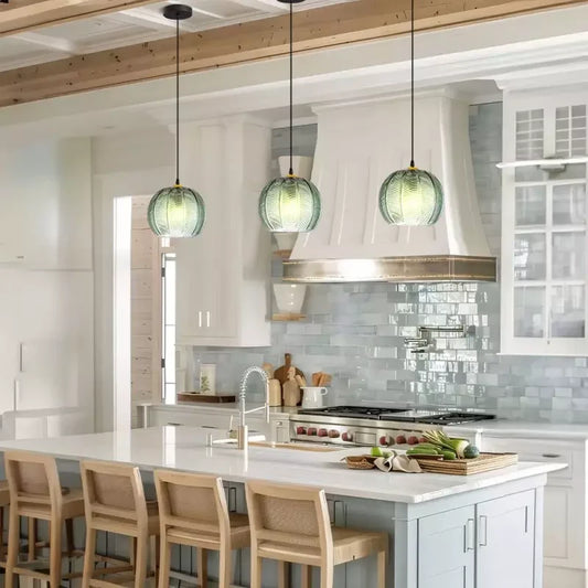 Aria Modern Ribbed Glass Ball Pendant Light