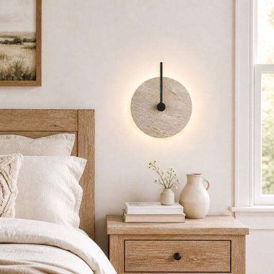 Arvessa Wabi Sabi Disc Travertine Wall Light