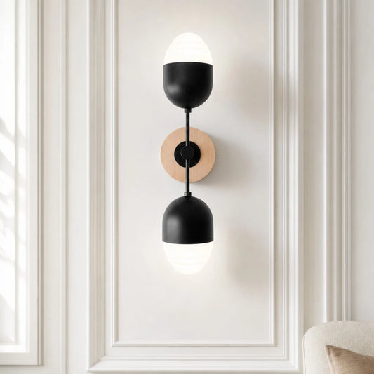 Aurelyn Nordic Opal Glass Wood Metal Wall Sconce
