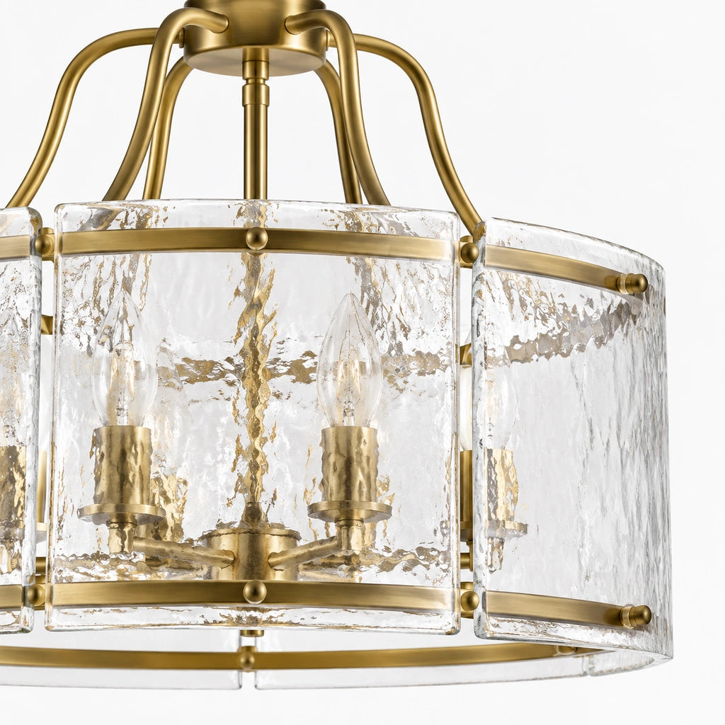 Aveline Modern Rippled Glass Drum Pendant, product detail 1
