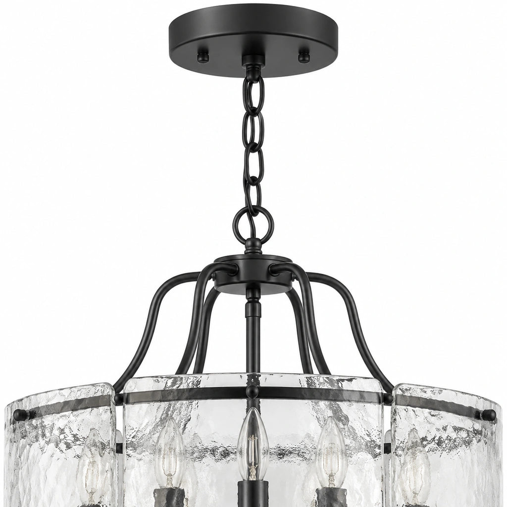 Aveline Modern Rippled Glass Drum Pendant, product detail 3