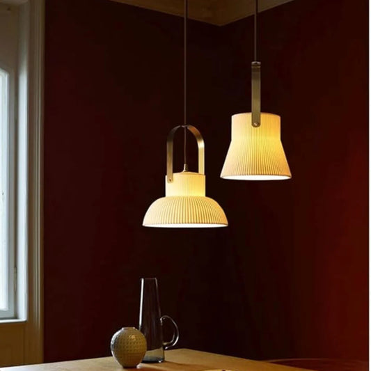 Avery Modern Ribbed Ceramic Bell Pendant Light
