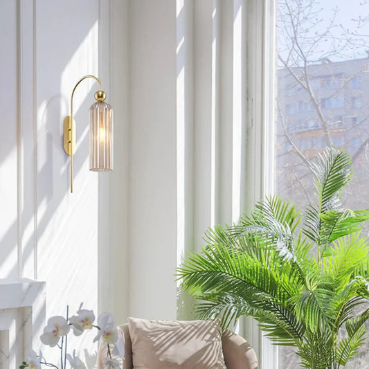 Azura Antique Cylinder Vertical Ribbed Glass Wall Sconce