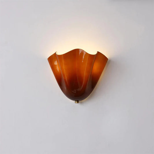 Beatrice Mid-Century Modern Seashell Glass Wall Sconce