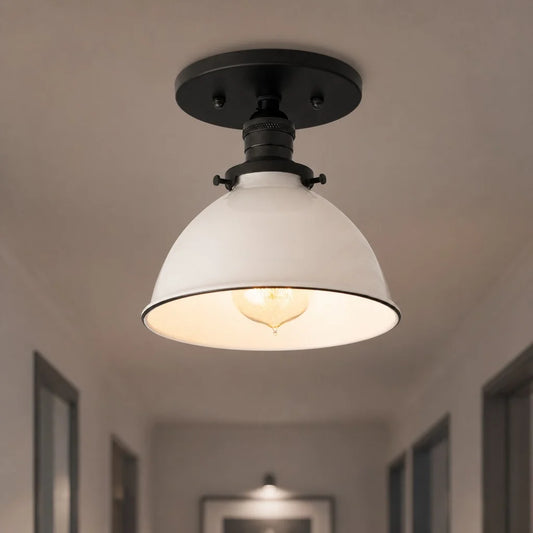 Beau Modern Industrial White Enamel Dome Ceiling Light