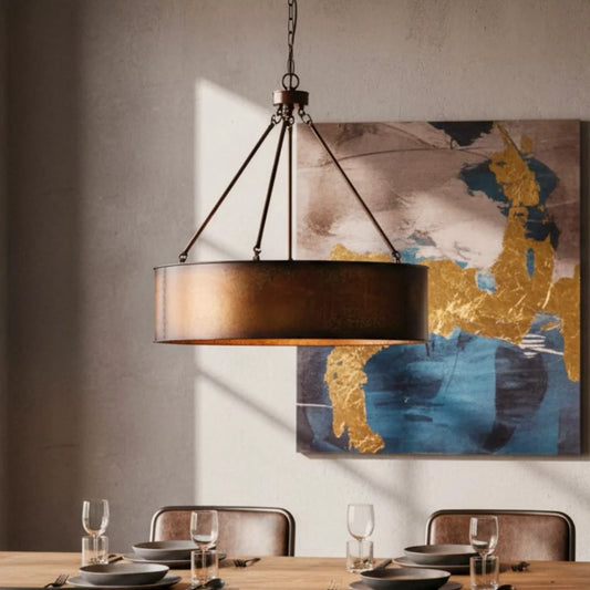 Bennett Industrial Drum Bronze Pendant Light