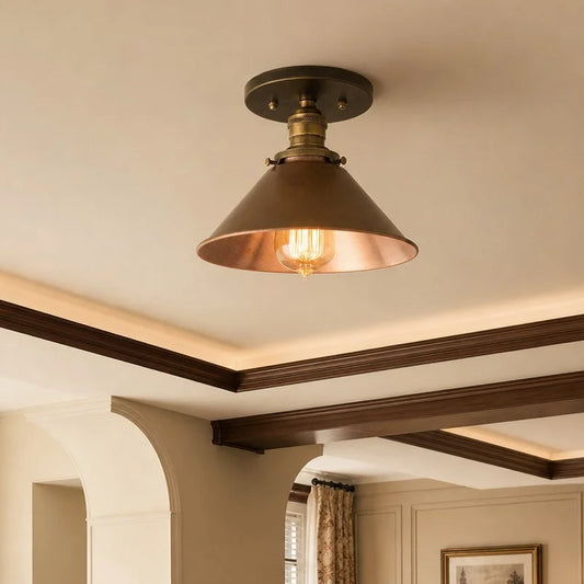 Berenice Industrial Metal Cone Flush Mount Ceiling Light