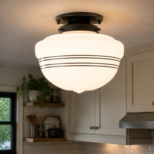 Berit Vintage Glass Globe Flush Mount Ceiling Light
