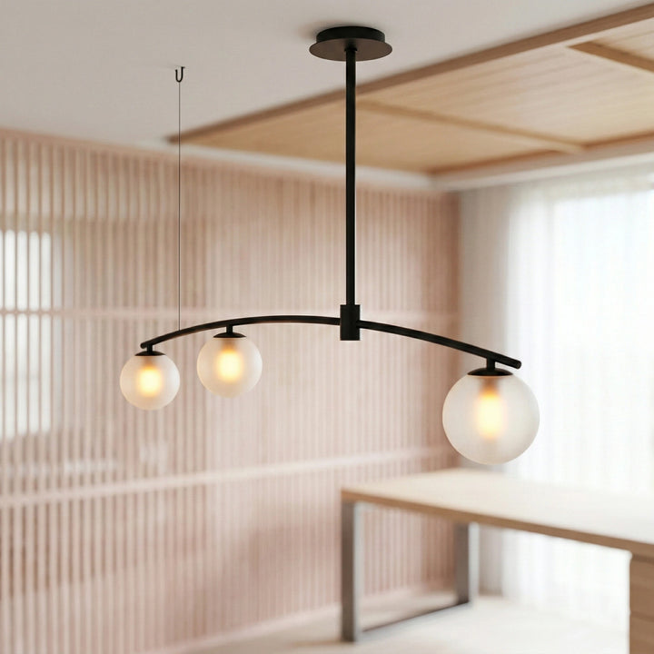 Black Modern Chandelier With Frosted Globes - 1LCH3