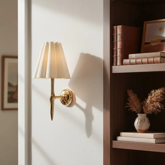 Blossyn Modern Art Deco Fabric Brass Wall Sconce