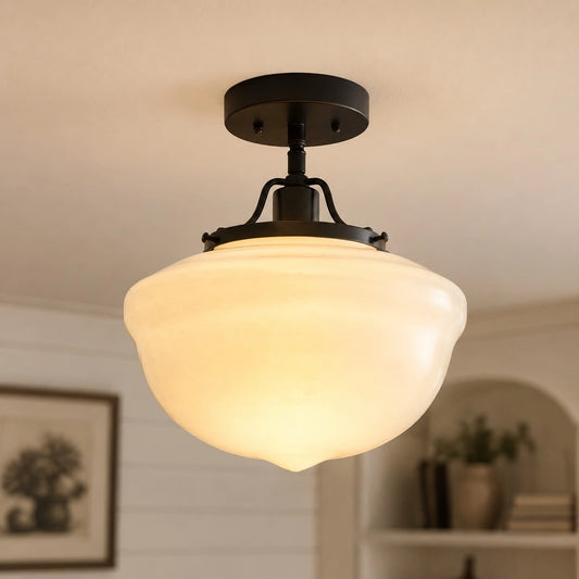 Boren Modern White Glass Ceiling Light