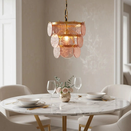 Brage Luxurious Glass Layered Scallop Chandelier