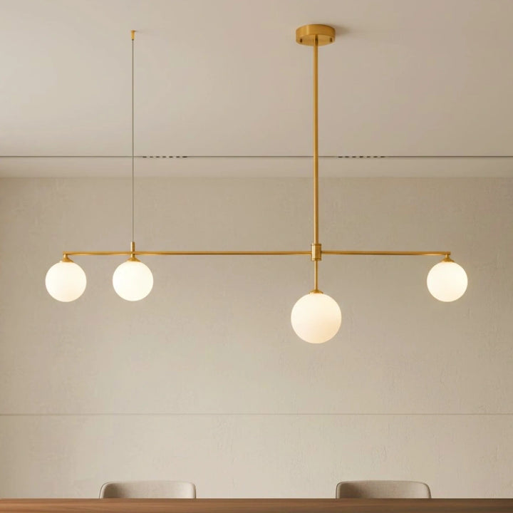 Brass Chandelier With White Frosted Globes - 1CH8