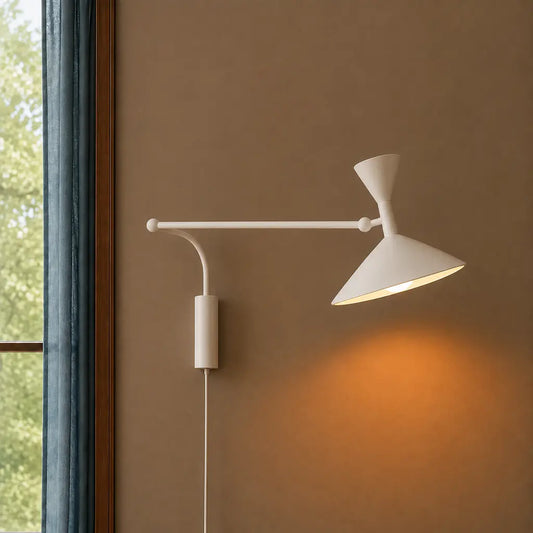 Brendan Contemporary Metal Cone Adjustable Plug-In Swing Arm Wall Sconce