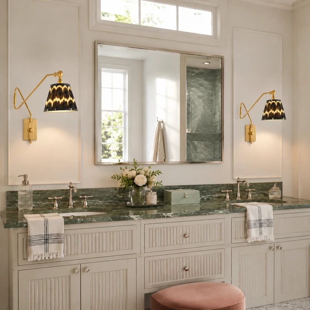 Brennan Modern Pleated Fabric Swing Arm Wall Light view 8
