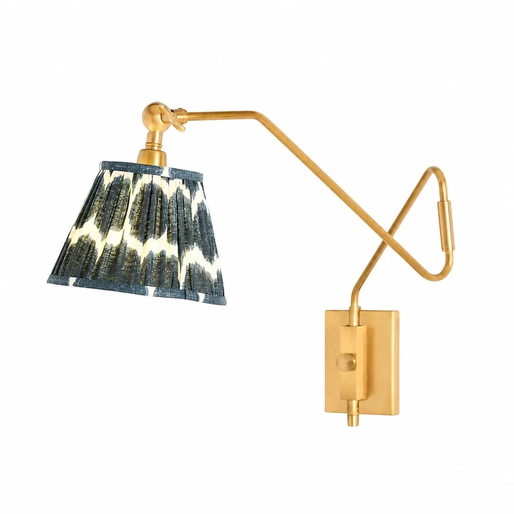 Brennan Modern Pleated Fabric Swing Arm Wall Light view 14
