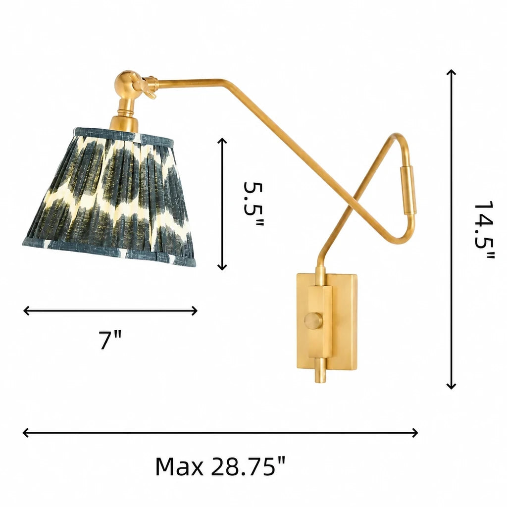 Brennan Modern Pleated Fabric Swing Arm Wall Light view 18